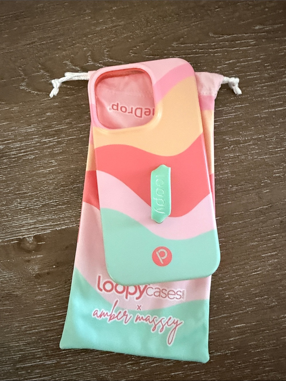 Multicolor Wave iPhone Case with Loop - Mint, Coral, Peach